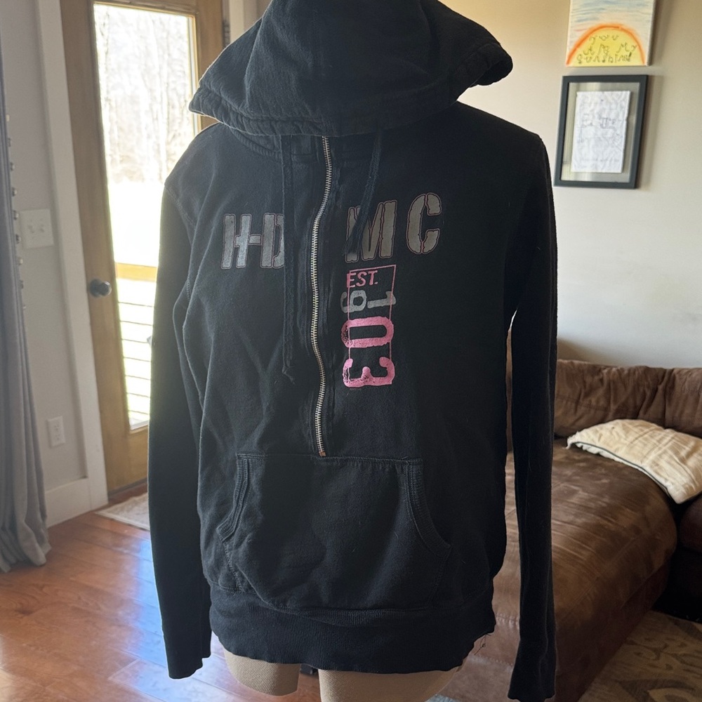 Harley-Davidson Black Hoodie with Pink Details